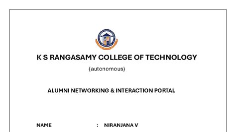 MCA 70PMC106: SRS for Alumni Networking Interaction Portal - Studocu