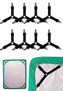 Buy TREXEE (Pack Of 8) Bed Sheet Fasteners, Triangle Elastic and Metal ...