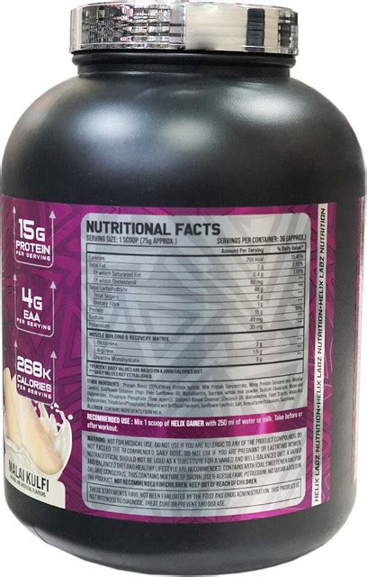 HELIXLABZ GAINER High Protein & Carbs Blend- (Malai Kulfi, 2.7KG) Pre ...