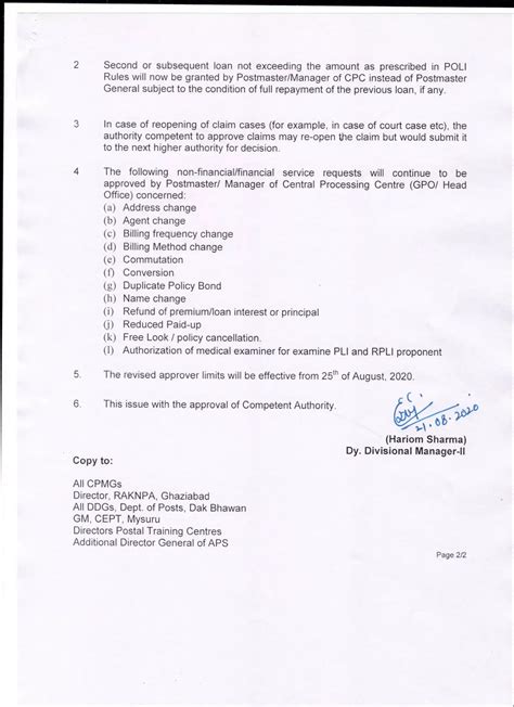 Revision Of Approver limits of Proposals & Settlement of claims i/r/o ...