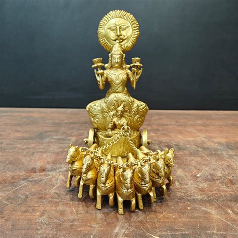 Brass Surya Rath With Seven Horses 12 Inch – StatueStudio