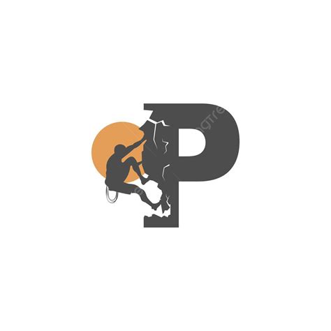 Rock Climber Climbing Letter P Illustration Sign Climb Emblem Vector, Sign, Climb, Emblem PNG ...