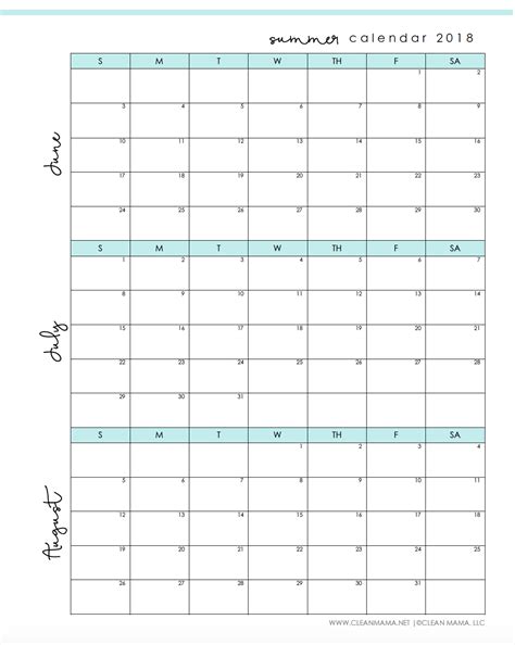Printable Summer Calendar 2025 - Printable Kids Activities
