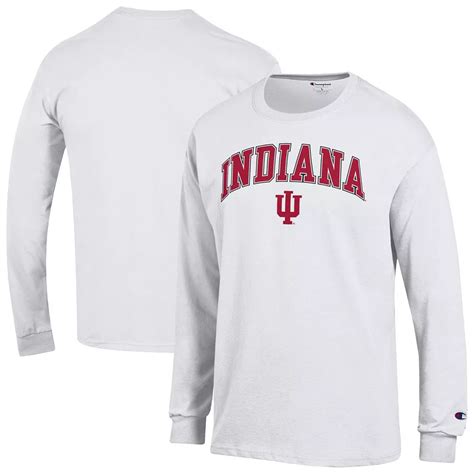Men's Champion White Indiana Hoosiers Arch Over Logo 2-Hit Long Sleeve ...