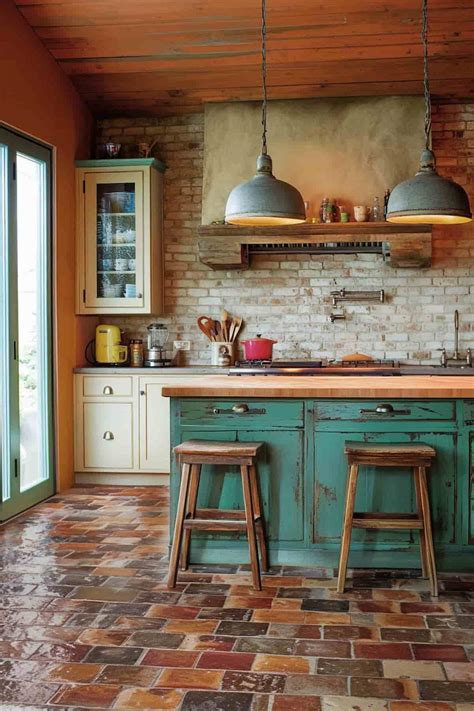 24 Brick Floor Kitchen Ideas for a Home With Timeless Style