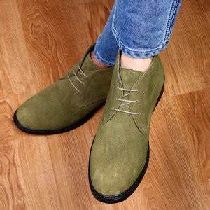 LOUIS STITCH Men's Moss Green Italian Chukka Style Suede Leather Boots ...