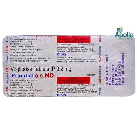 Prandial 0.2 MD Tablet 10's Price, Uses, Side Effects, Composition ...