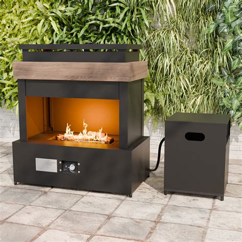 INTER HUT Outdoor fireplace Propane Gas Fire Pit, 50,000 BTU Steel Fire ...