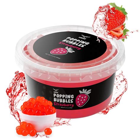 Amazon.com: Strawberry Popping Boba Pearls, Premium Boba Popping Pearls ...