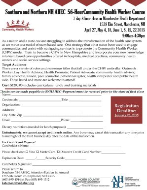 Fillable Online snhahec Community Health Worker Training - Southern New ...