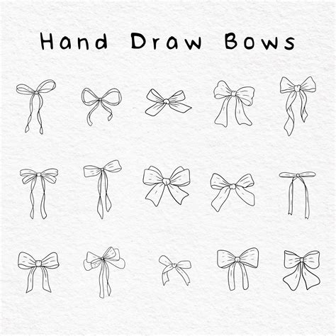 Hand Drawn Bows Outline SVG, Wedding Bows Hand Draw, Bow Icon ...