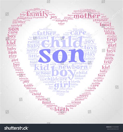 Son Word Cloud One Heart Inside: vector de stock (libre de regalías ...