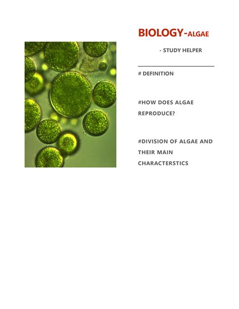 Algae - BIOLOGY-ALGAE ####### - STUDY HELPER ####### # DEFINITION ...