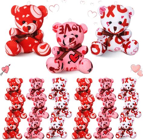 Amazon.com: Liliful 36 Pcs Valentine's Day Bear Miniature Bulk Mini ...