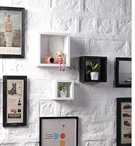 RJKART Wall Shelf Set of 3 Nesting Square Shelves |Black & White ...