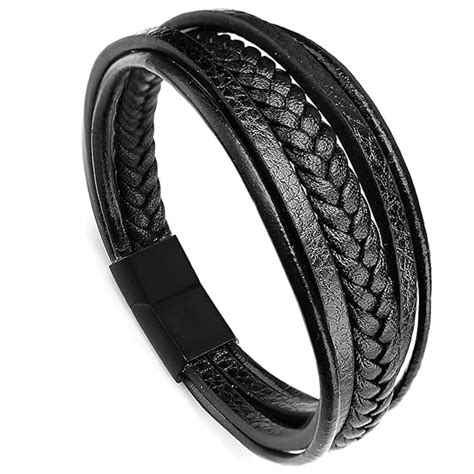 Yellow Chimes Bracelets for Men and Boys Black Leather Bracelet for Men ...