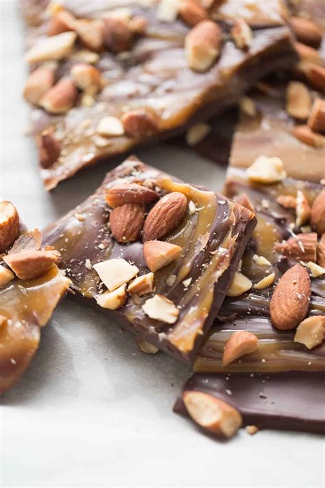 Caramel Almond Dark Chocolate Bark Recipe - LemonsforLulu.com