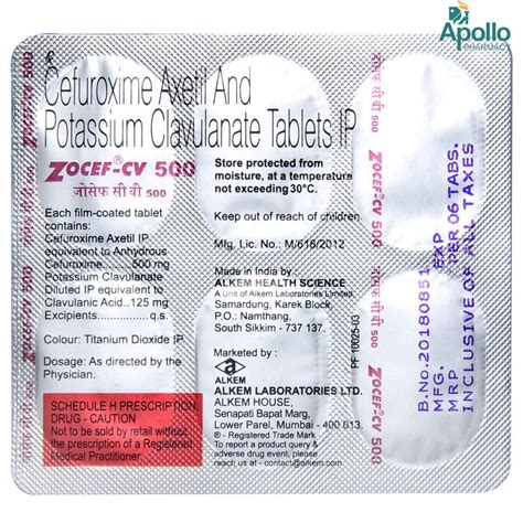 Zocef CV 500 Tablet | Uses, Side Effects, Price | Apollo Pharmacy