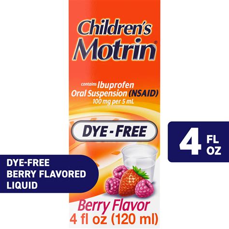 Children's Motrin Ibuprofen, Berry Flavored Kids Medicine, Fast Fever Reduction & Pain Relief, 4 ...