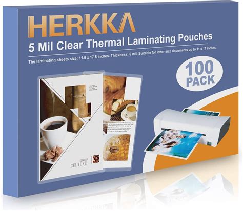 HERKKA 100 Pack Laminating Sheets, Hold 11 x 17 Inch Sheet, 5 Mil Clear ...