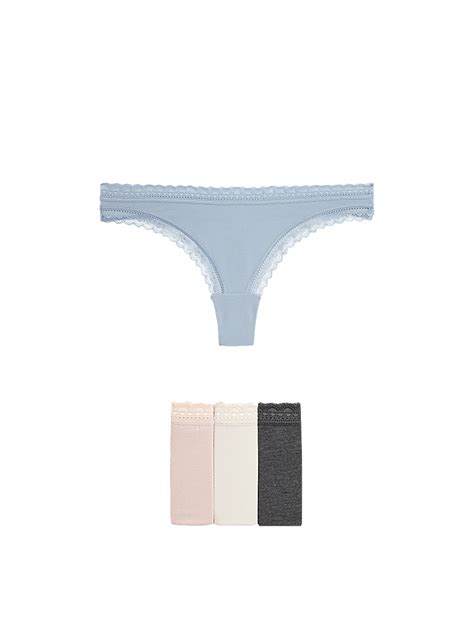 Buy 4pk Modal & Lace Thongs at Marks & Spencer