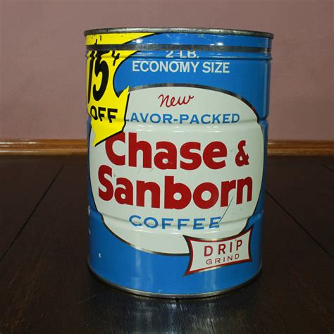 Chase and Sanborn Coffee 2 LB Empty Tin Can Circa 1950s Standard Brands ...