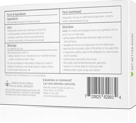 Buy Hemorex Hemorrhoid Pain Relief Suppositories, All-Natural Healing ...