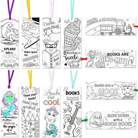 Buy 120 Pieces Color Your Own Bookmarks DIY Coloring Bookmarks Coloring ...