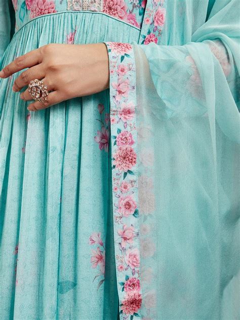 Buy Libas Art Green Printed Silk Anarkali Suit With Dupatta Online at ...