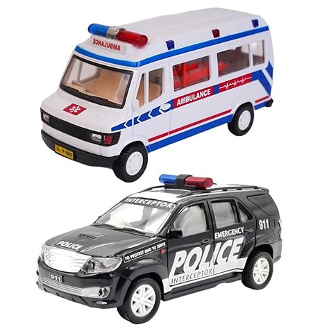 Indian Emergency Squad:(Pack of 2) Police Interceptor Car & Ambulance ...