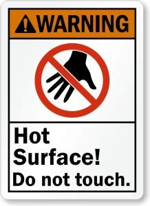 RLDigitalUnits WARNING Hot Surface do not Touch sign board Emergency ...