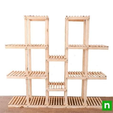 Buy Wooden Planter Stand (Big Rack, 17 Places, 4 X 3.8 ft / 1.2 X 1.1 m ...