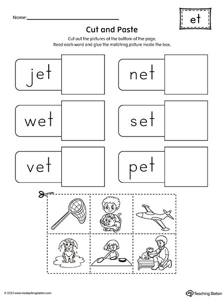 ET Word Family CVC Cut-and-Paste Worksheet | MyTeachingStation.com