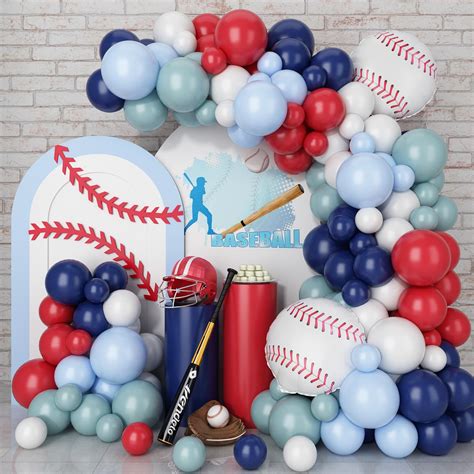 Amazon.com: FunHot Baseball Balloon Arch Garland Kit, Navy Blue and Red ...