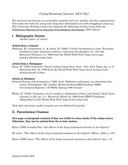 APA Works Cited and Works Consulted Formatting Information