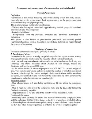 THE Normal Puerperium - THE NORMAL PUERPERIUM Definition – Puerperium ...