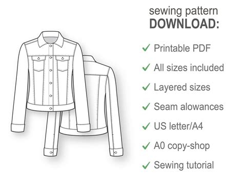Simple Jean Jacket Patterns 的图像结果
