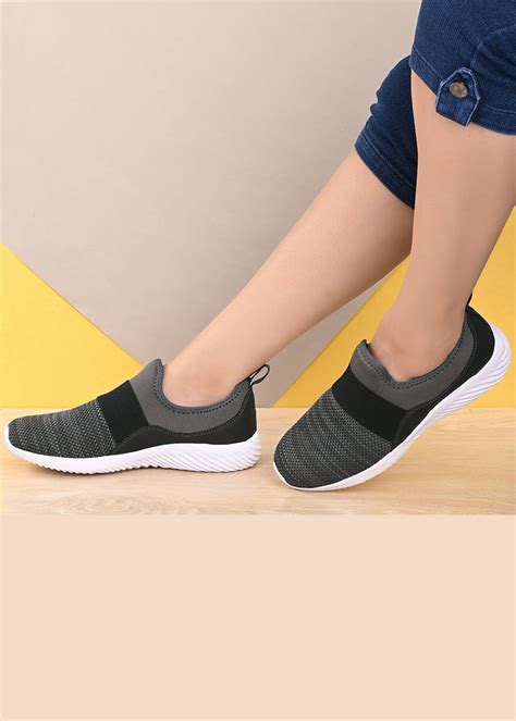 Get Black - Grey Mesh Walking Shoes at ₹ 1299 | LBB Shop