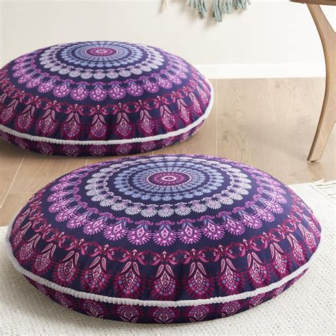 Amazon.com: Codi Meditation Floor Pillow Set of 2, Round Large Pillows ...