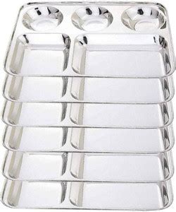 GIRGIT Lion Stainless steel bhojan thali / compartment plate (6 ...