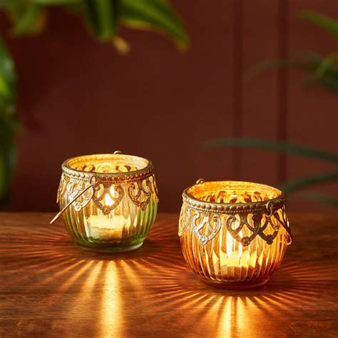 Buy Shalimar Set of 2 Glass T-Light Holders from Home Centre at just ...