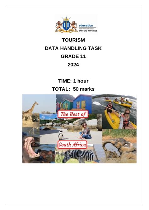 Grade 11 Tourism Practical Assessment Task Day 1 2024 QP - Studocu