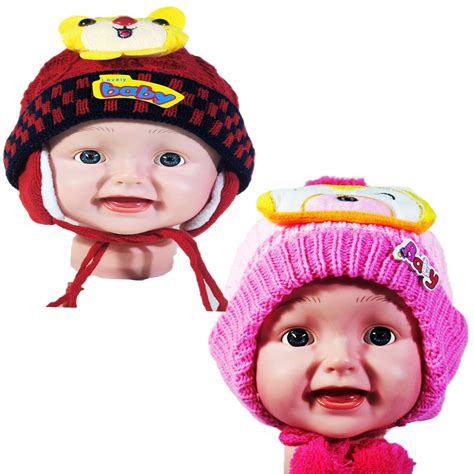 Buy Kids Stylish Winter Cap/Woollen Cap 2 Pair (Red,Pink) at Amazon.in
