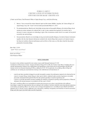 Fillable Online API Form Form 52-109 CFO Q2 19 Fax Email Print - pdfFiller