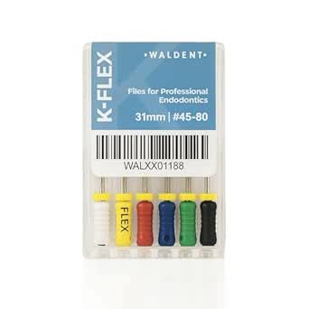 Waldent K-Flex Files 31mm Assorted #45–80 | Stainless Steel Endodontic ...