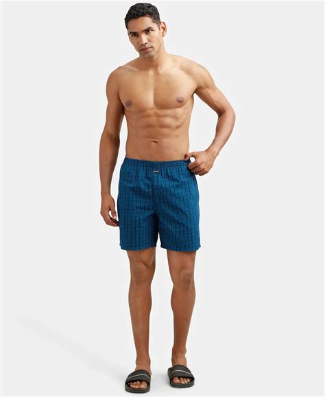 Buy Super Combed Mercerized Cotton Woven Checkered Boxer Shorts with ...