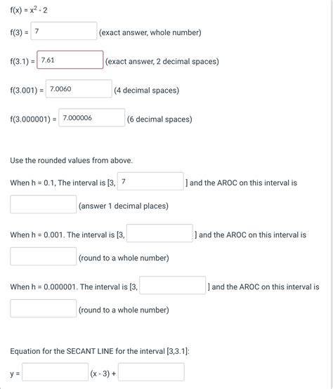 Solved f(x)=x2-2f(3)=(exact answer, whole | Chegg.com