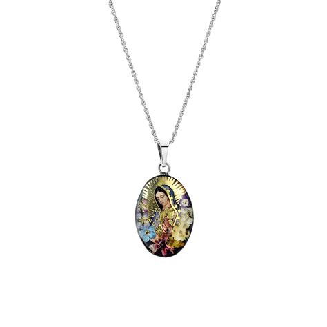 Athra NJ Inc Sterling Silver Dried Flower Virgin of Guadalupe Pendant ...
