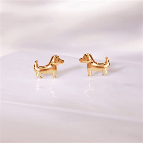 Whimsical Woof 18KT Gold Stud Earrings