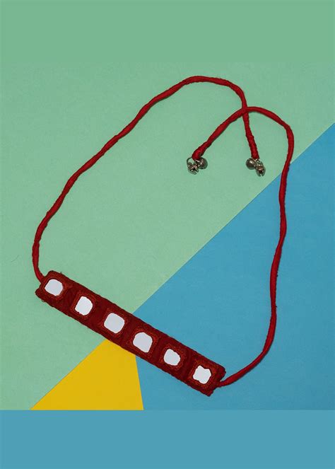 Get Dark Red Mirror Choker at ₹ 1000 | LBB Shop